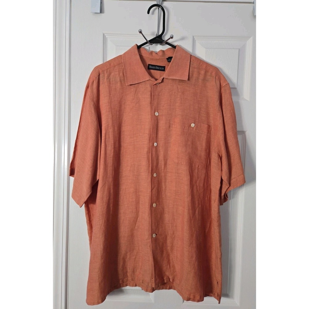Barry Bricken Mens Linen Cotton Short Sleeve Button Down Shirt Size Large